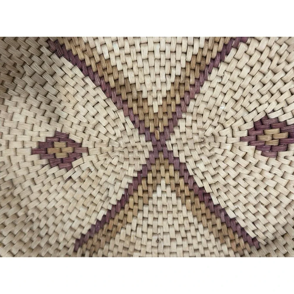 Vintage Southwestern 17x 14 Handwoven Seagrass Basket Tray Boho Centerpiece